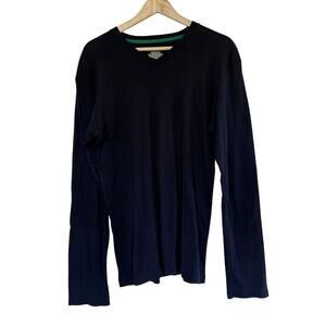 POLO RALPH LAUREN 100% cotton navy blue long sleeve vneck basic shirt top